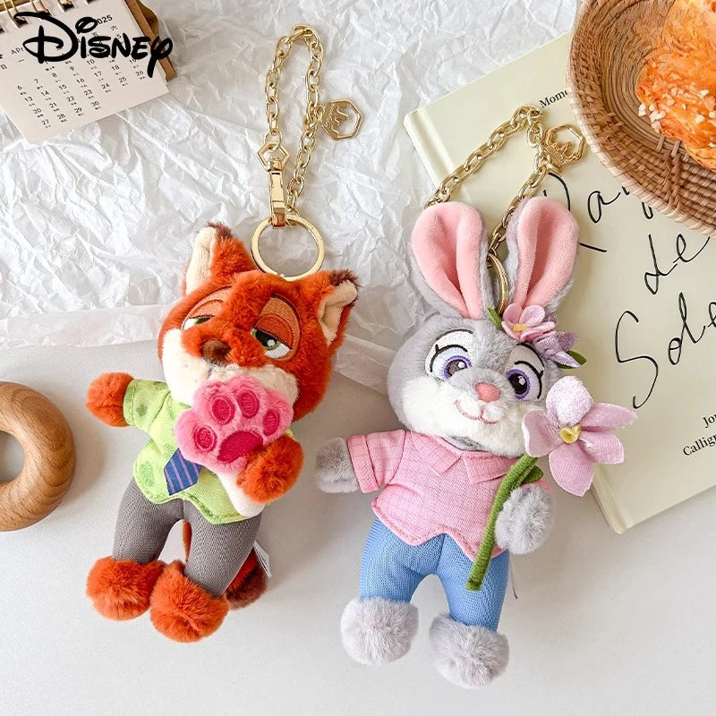 Disney Zootopia Judy & Nick Plush Keychain -Soft Stuffed Animal Toy, Cute Collectible Gift for Kids & Fans