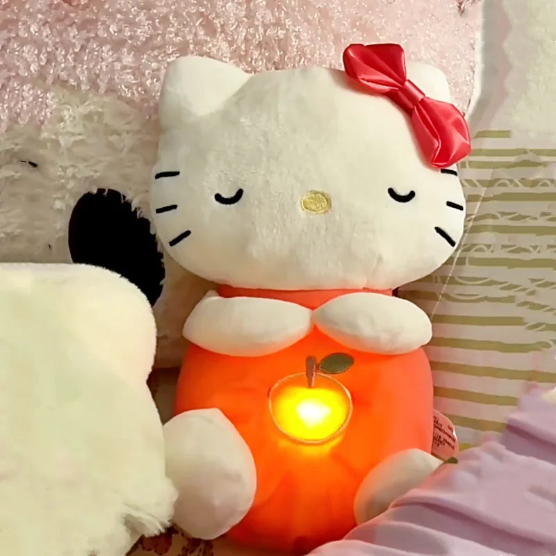 Sanrio Hello Kitty Baby Sleep Companion Sound Soothing Music Kawaii Plush Toy With Air Bag Breathing Light Breathing Toy Gifts