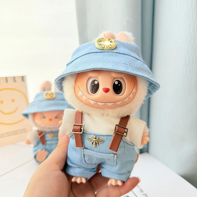 [Baby clothes only] first- and second-generation labubu cloth vinyl blind box pendant baby clothes brown and pink GG set