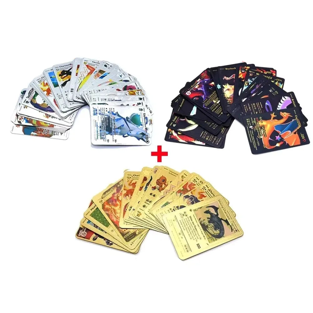 Pokemon Cards French Pikachu Gold Silver Black Silver Vmax GX V English Spanish French German Pokemon Collection Card Toys Gifts