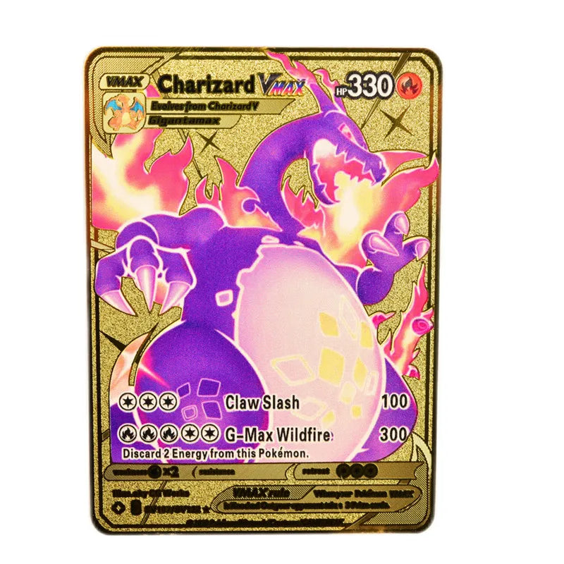English Metal Pokemon Cards DIY Arceus Pikachu   Mewtwo Shiny Iron  GX Vmax EX Game Kids Collection Card Toy Gift pokemon card