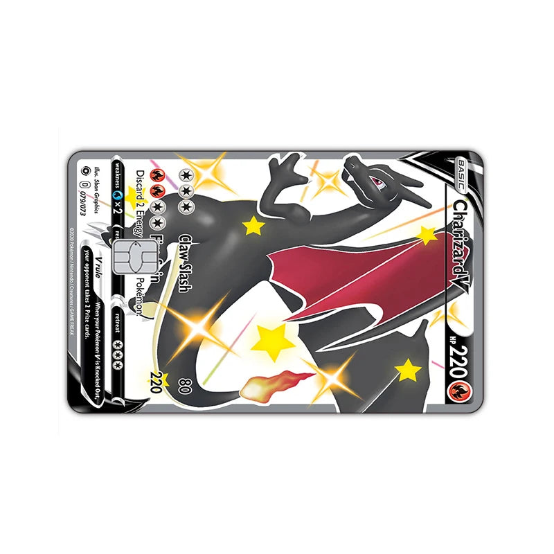27 Options Available PTCG Charizard Credit Card Skin Sticker Anti-degaussing No Adhesive Residue for VISA Card Debit Card Anime
