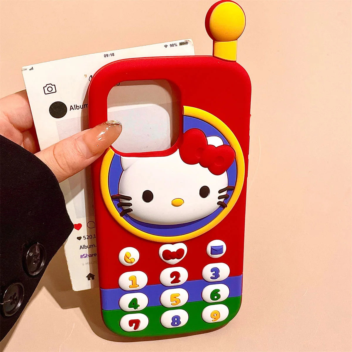 Kawaii Japan Ins Hello Kitty Phone Case For iPhone 16 15 14 13 12 Pro Max 16PRO 16Promax 3D Cartoon Soft Silicone Back Cover