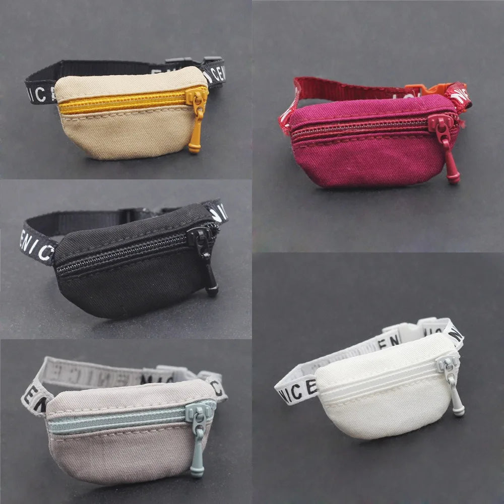 17cm V1 V2 Labubu Crossbody Bag Cute 1/6 1/8 1/12 BJD Dolls DIY Waist Bags Cute 15cm Idol Plush Doll Accessories Belt Bag Gift