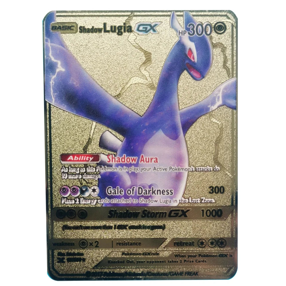 2024 Pokemon English Metal Card Anime Pikachu Charizard Mewtwo Blastoise Vmax Shiny Letters Game Collection Card Kids Toy Gifts