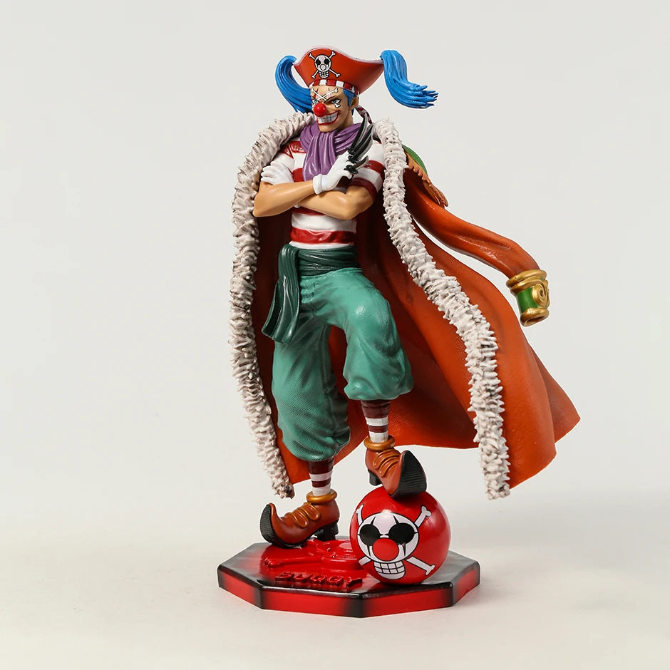 One Piece Clown Buggy Anime Figure Four Emperors Figures 26cm PVC Statue Model Collection Desktop Ornament Children Toys Gifts