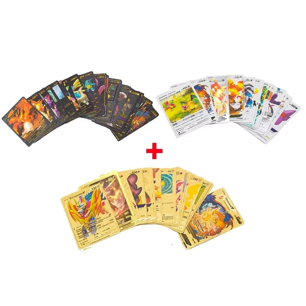 Pokemon Cards French Pikachu Gold Silver Black Silver Vmax GX V English Spanish French German Pokemon Collection Card Toys Gifts