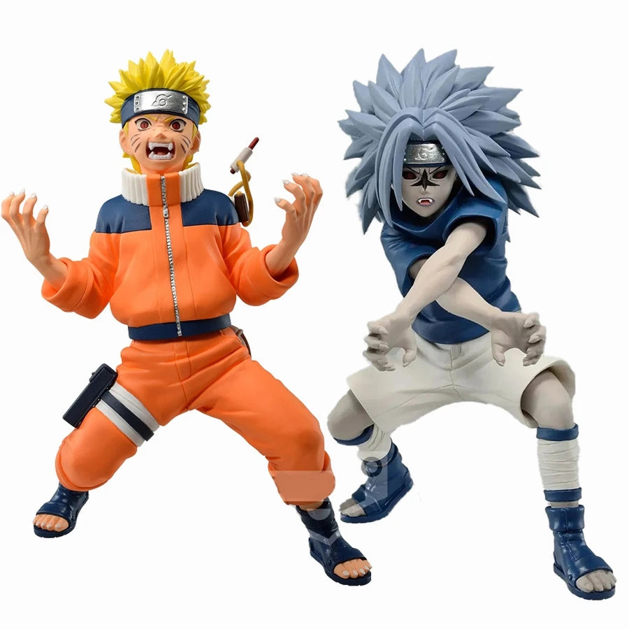 18cm Naruto Anime Figure Nine-Tailed Fox Naruto Action Figures Curse Seal Uchiha Sasuke Figurine PVC Collection Model Doll Toys