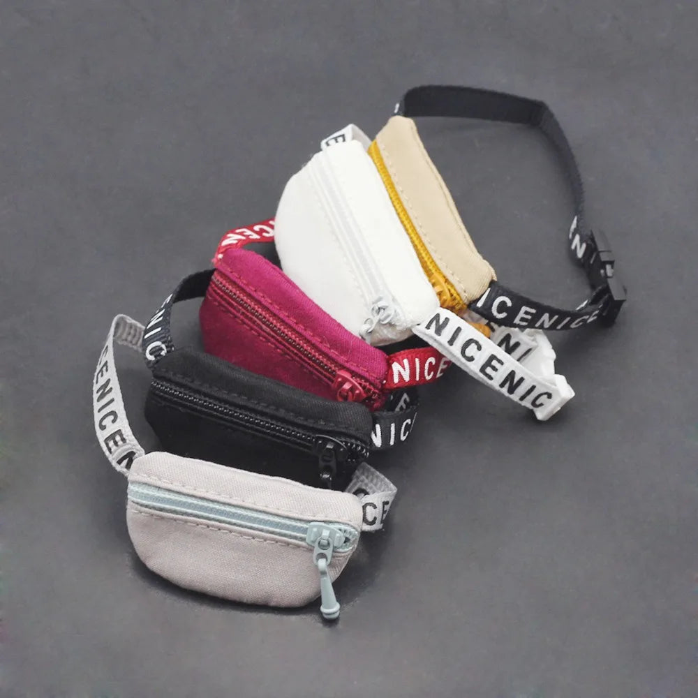17cm V1 V2 Labubu Crossbody Bag Cute 1/6 1/8 1/12 BJD Dolls DIY Waist Bags Cute 15cm Idol Plush Doll Accessories Belt Bag Gift