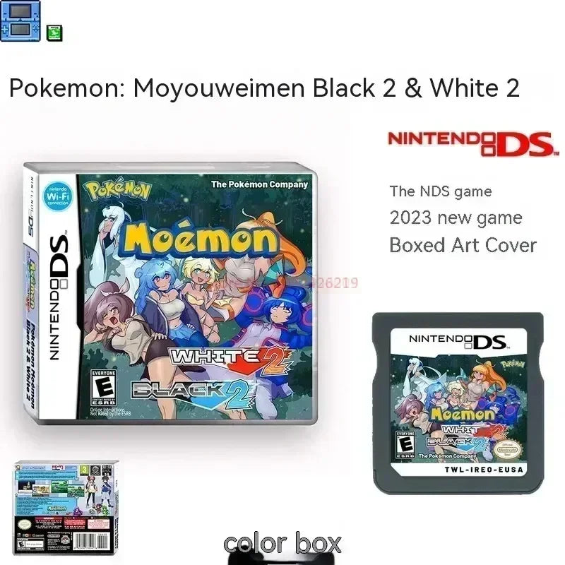 Pokemon Nds Moemon Black 2&White 2 Us Version English Video Game Console Card Easy And Challenge Mode Unlocked National Dex Gift