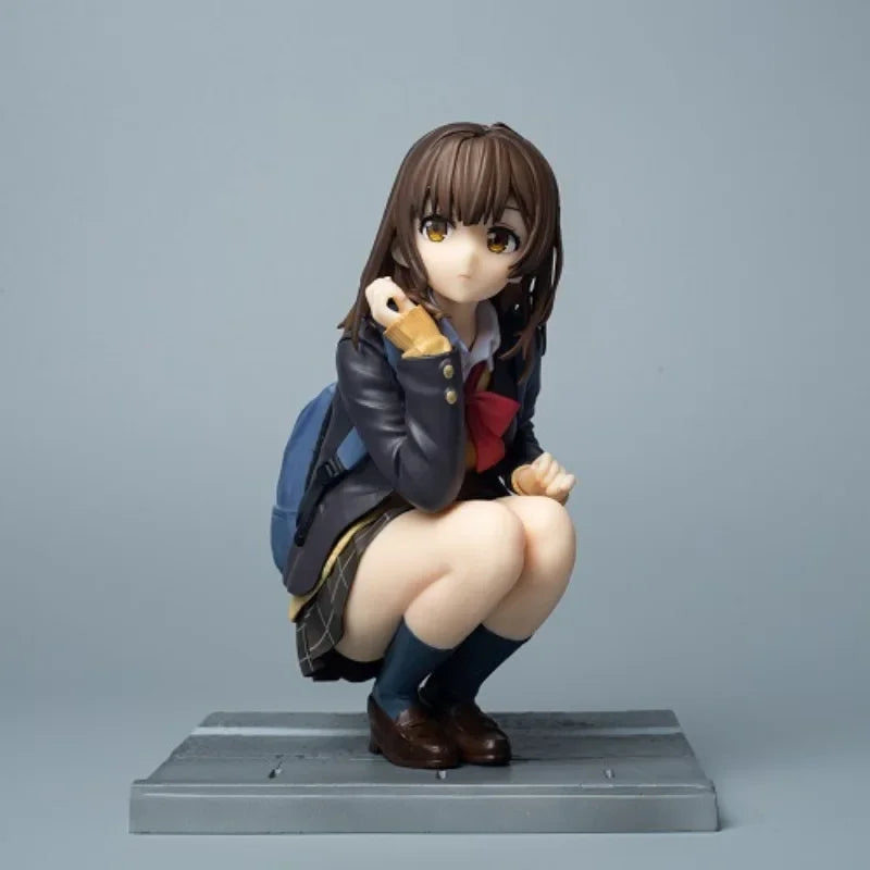 Anime Shave The Beard and Pick Up A High School Girl Figure Ogiwara Sayu Squat Uniforms Model Ornaments Collectible Toys Gift