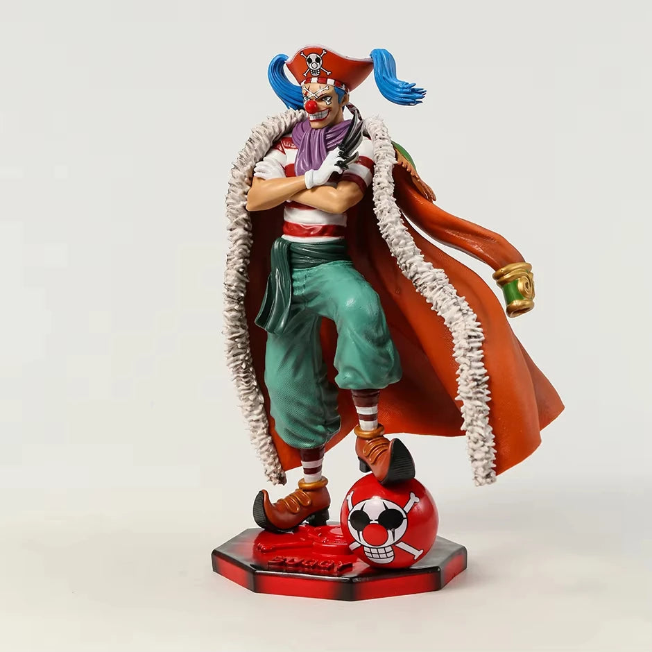 One Piece Clown Buggy Anime Figure Four Emperors Figures 26cm PVC Statue Model Collection Desktop Ornament Children Toys Gifts