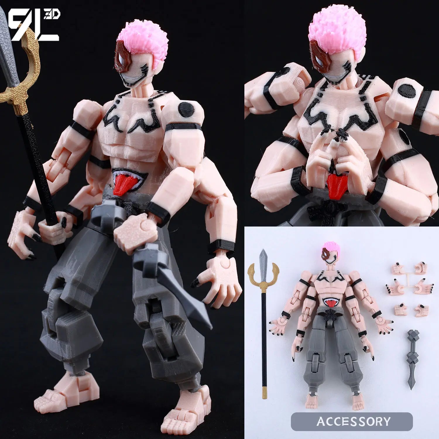 9L 3D Printed Demon Slayer Tanjiro Kamado Lucky Dummy 13 Movable Shapeshift Action Figures Mannequin Toys for Anime Fans