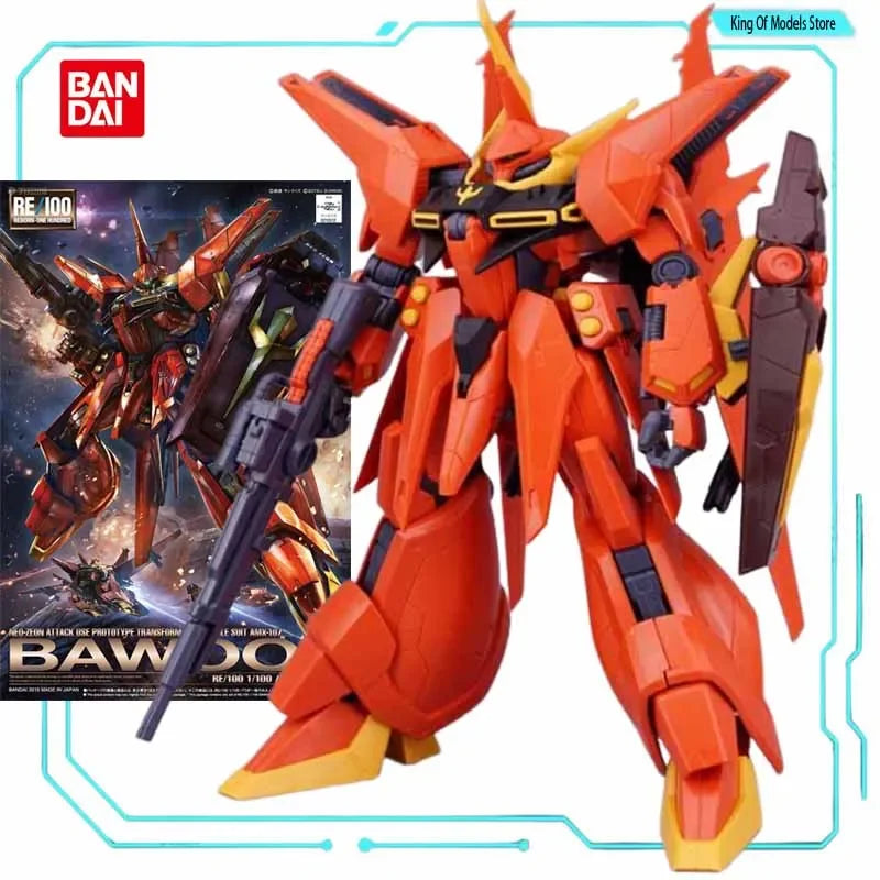 Bandai Original MODEL KIT GUNDAM RE 1/100 ALL  JAGD DOGA  ZAKU Anime Action Figure Assembly Model Toys  Model Gifts for Boys