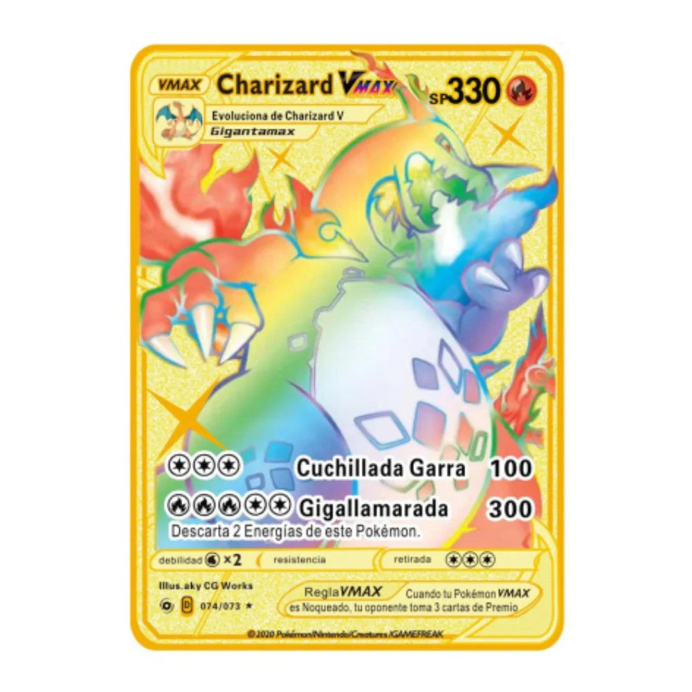 2024 New Spanish Pok é mon Cards Metal Pokemon Letters Spanish Pokemon Iron Cards Mewtwo Pikachu Gx Charizard Vmax Cartas Pok é