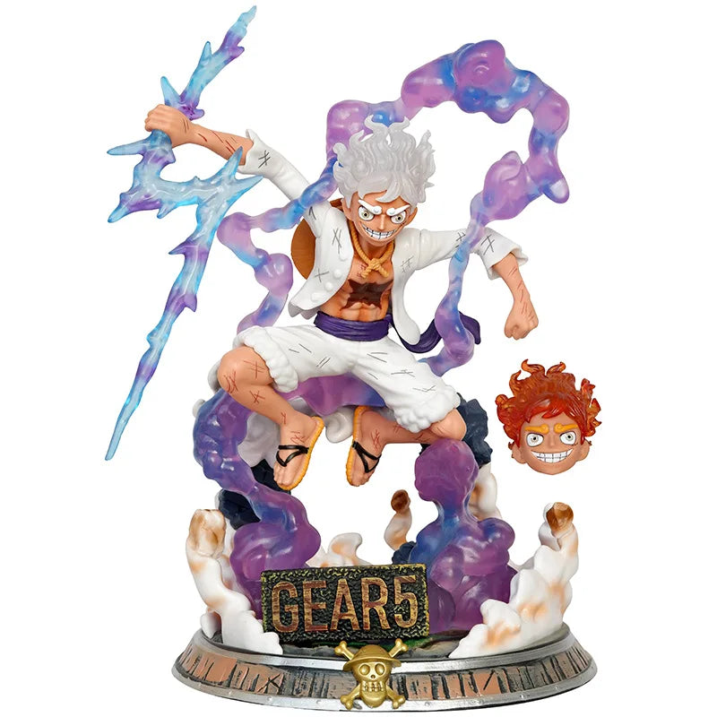 38cm Anime One Piece Monkey D Luffy Gear 5 Fifth Nika Form Battle Ver. PVC Action Figure Statue Collection Model Kids Toys Doll