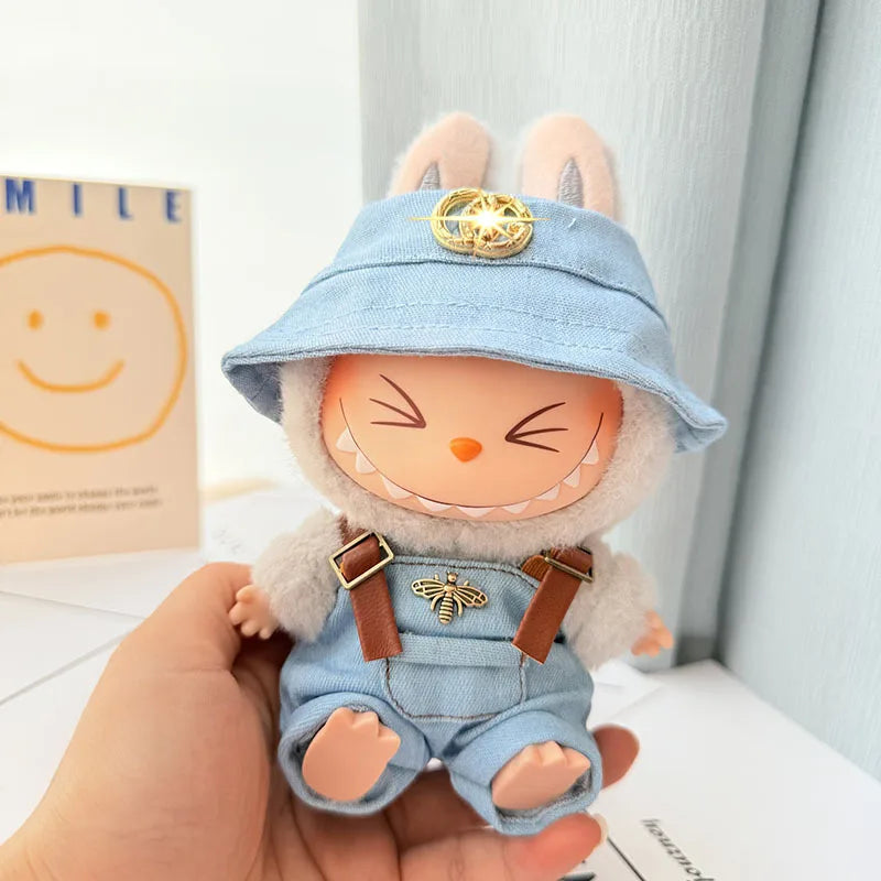 [Baby clothes only] first- and second-generation labubu cloth vinyl blind box pendant baby clothes brown and pink GG set