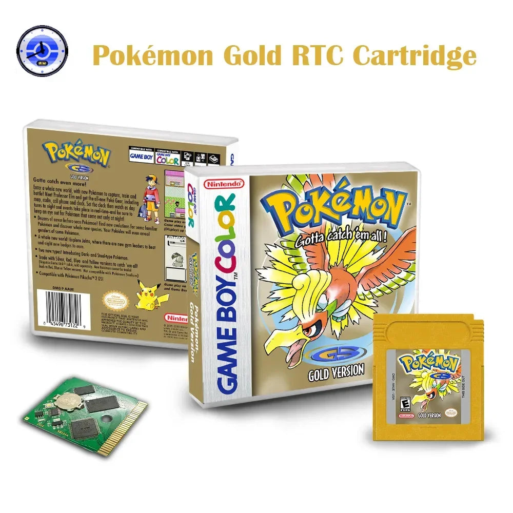 GBC Game Card RTC Boxed US Version English Pokémon GB Pokémon Red, Yellow, Blue, Green, Gold and Silver Game Card