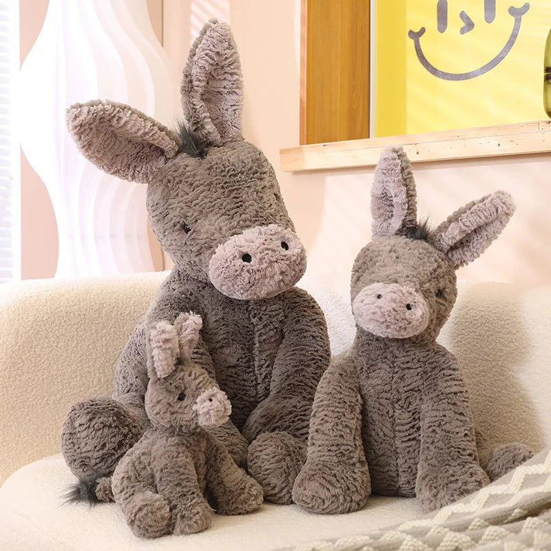 23/40/60CM Cute Burro Peluche Toys Lovely Grey Donkey Plush Dolls Stuffed Soft Animal for Baby Infant Birthday Room Decor Gifts