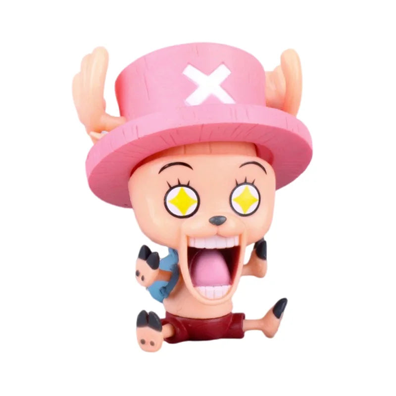 8-10cm Anime Figure One Piece Monkey D Luffy Roronoa Zoro Kawaii Toys Q-Version Figural Nendoroid Car Decoration PVC Model Gift