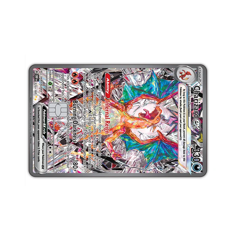 27 Options Available PTCG Charizard Credit Card Skin Sticker Anti-degaussing No Adhesive Residue for VISA Card Debit Card Anime