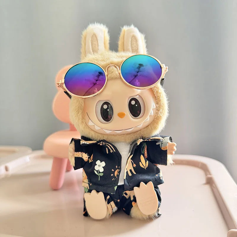 Labubu Doll Clothes Beach Resort Style Overalls Labubu Idol V1 V2 Dolls Clothing Accessories 15/17cm Plush Doll Universal (No Doll)
