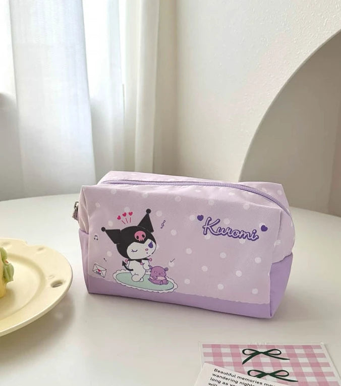 Sanrio Hello Kitty Kuromi Handheld Makeup Bag Portable Mini Storage Bag Cartoon Handbag Anime Peripherals Holiday Gift for Girls