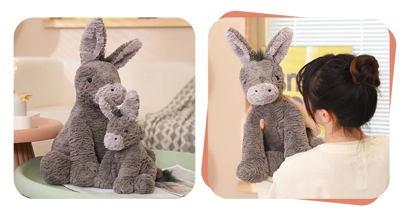 23/40/60CM Cute Burro Peluche Toys Lovely Grey Donkey Plush Dolls Stuffed Soft Animal for Baby Infant Birthday Room Decor Gifts