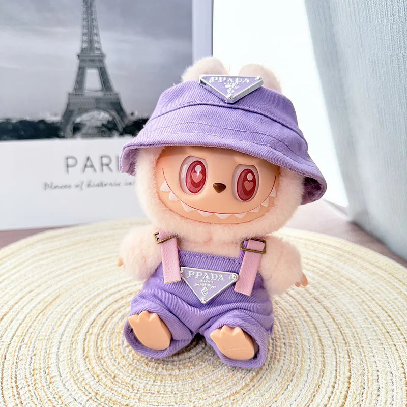 [Baby clothes only] first- and second-generation labubu cloth vinyl blind box pendant baby clothes brown and pink GG set