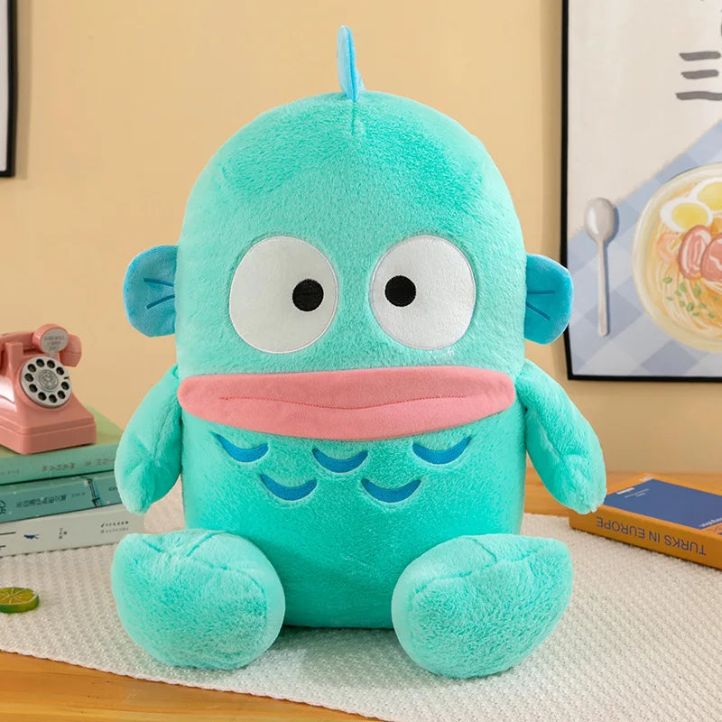 Sanrio Kawaii Hangyodon Plush Toy Cartoon Cute Plush Dolls Throw Pillow Birthday Gift for Kids Friends Halloween Decoration