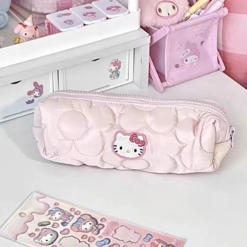 Sanrio Hello Kitty Large Capacity Pencil Case Anime Cute Kt Cat School Supplies Stationery Bag School Prizes Gifts For Girls