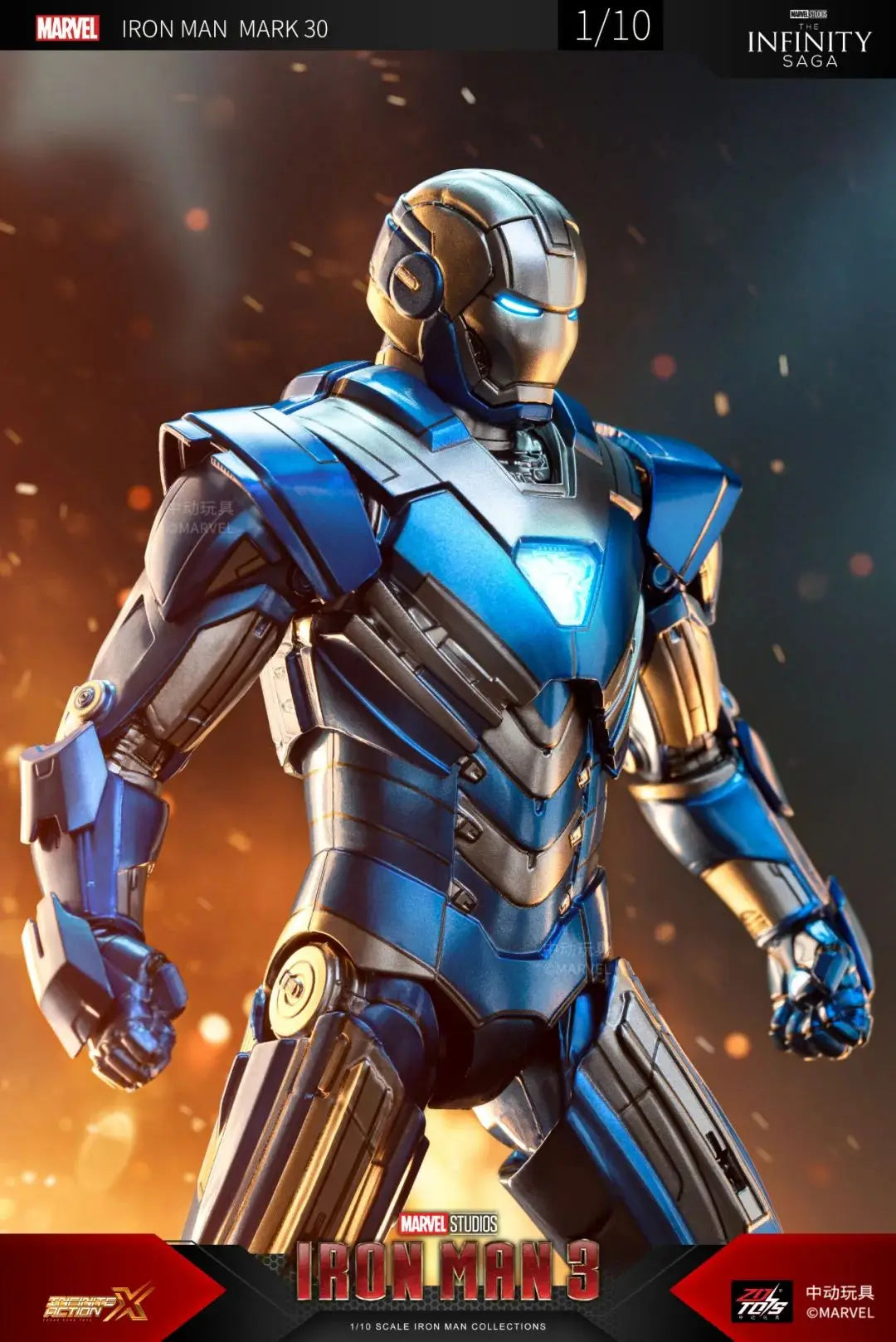 ZD Original Iron Man MK30 Blue Steel 1/10 Iron Patriot MK3 Marvel legends War Machine 10th Anniversary Action Figure Model Gift