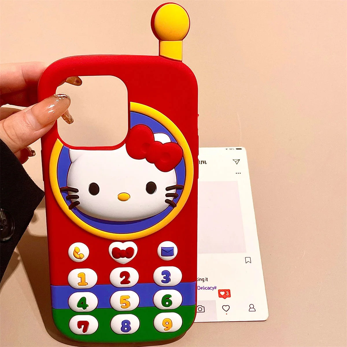 Kawaii Japan Ins Hello Kitty Phone Case For iPhone 16 15 14 13 12 Pro Max 16PRO 16Promax 3D Cartoon Soft Silicone Back Cover