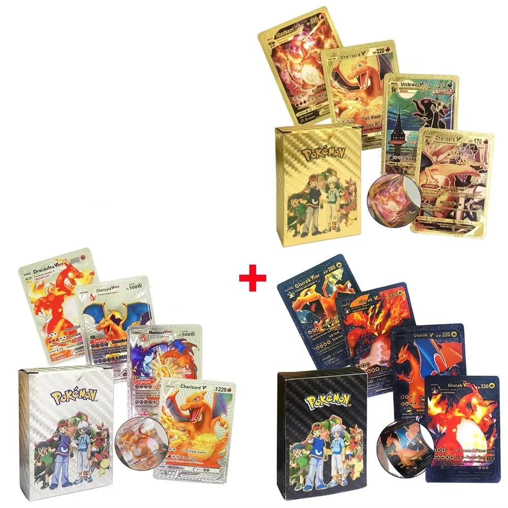 Pokemon Cards French Pikachu Gold Silver Black Silver Vmax GX V English Spanish French German Pokemon Collection Card Toys Gifts