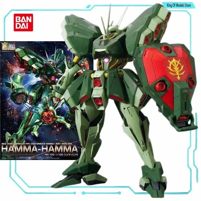 Bandai Original MODEL KIT GUNDAM RE 1/100 ALL  JAGD DOGA  ZAKU Anime Action Figure Assembly Model Toys  Model Gifts for Boys