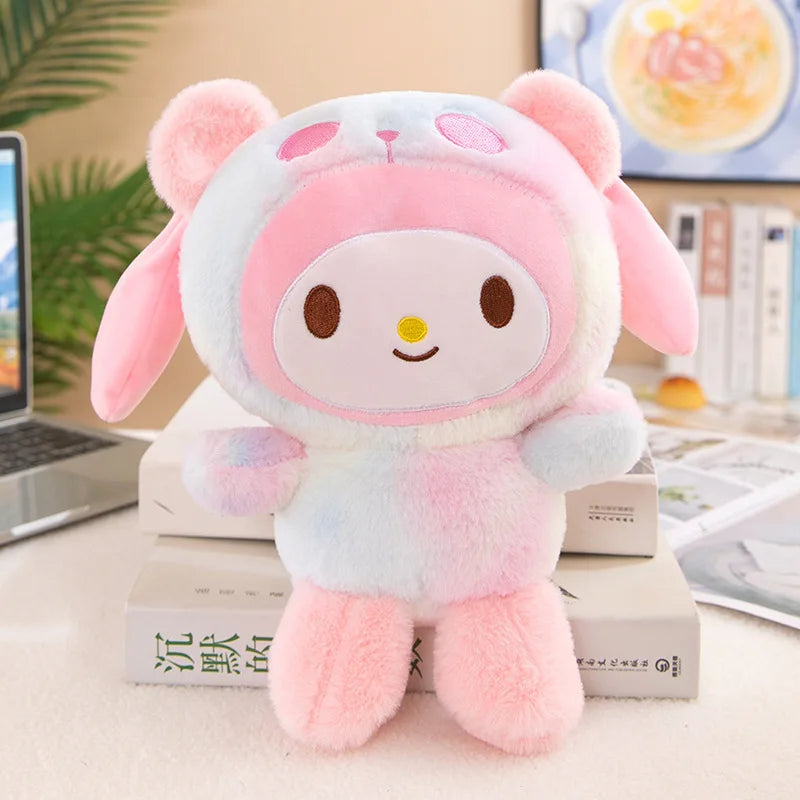 25CM Sanrio Kuromi Stuffed Plush Animal Dolls Hello Kitty Melody Cinnamoroll Plushies Decoration Room Pillow Kids Birthday Gifts