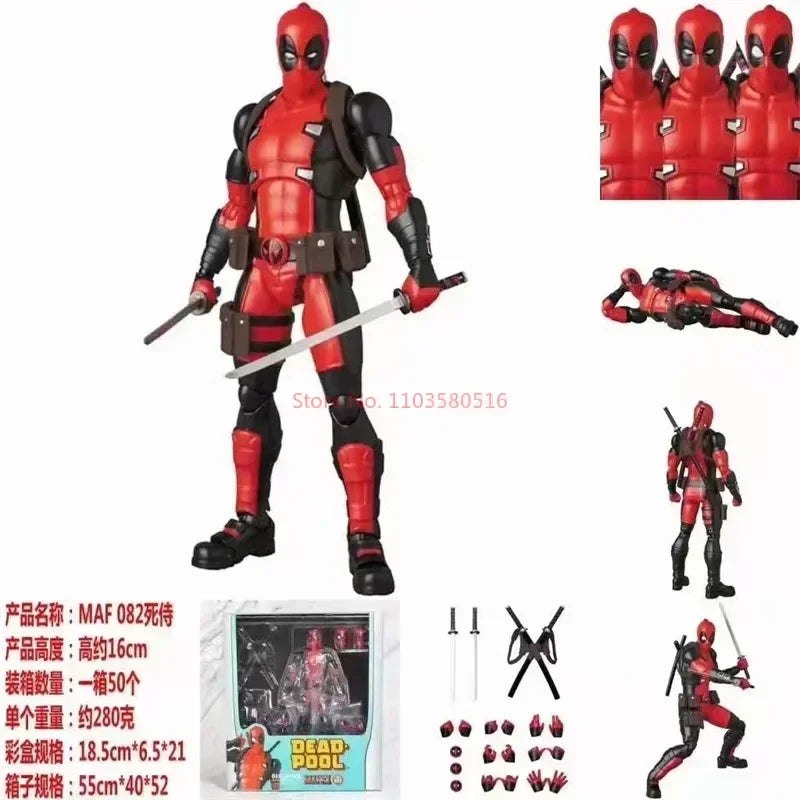 Stock 16cm Anime Deadpool Mafex 082 X-men Action Figures Comic Version Collectable Model Doll Cool Boys Birthday Festival Gifts
