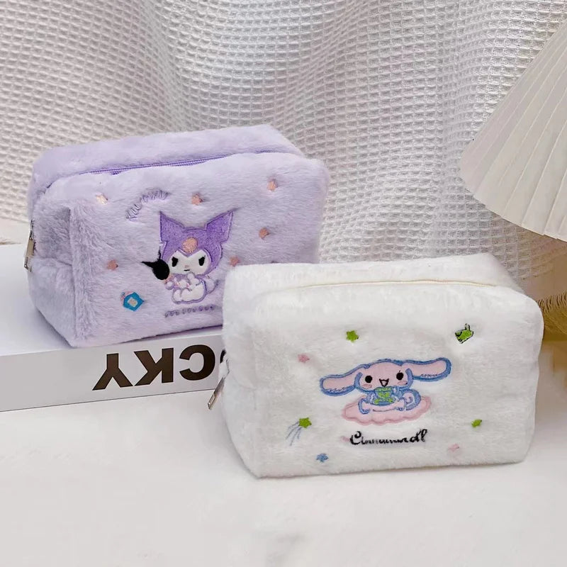 Plush Pencil Case Kawaii Cinnamoroll Kuromi My Melody Large Capacity Pencils Bag Pen Case School Supplies Stationery Gift