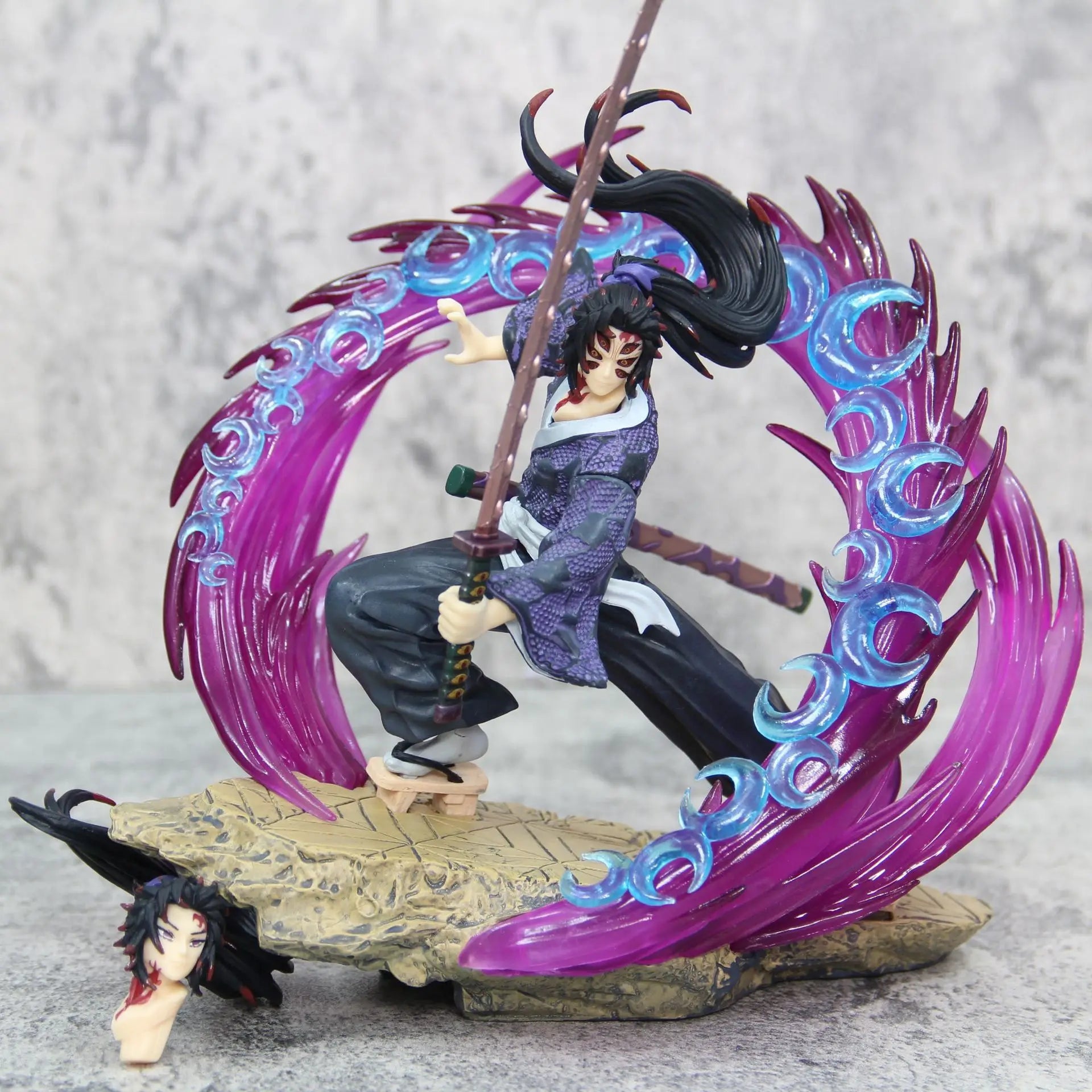 Hot 21cm Demon Slayer Kokushibo Tsugikuni Yoriichi Figure Gk Fierce Battle Action Figurine Pvc Statue Model Dolls Decor Toys