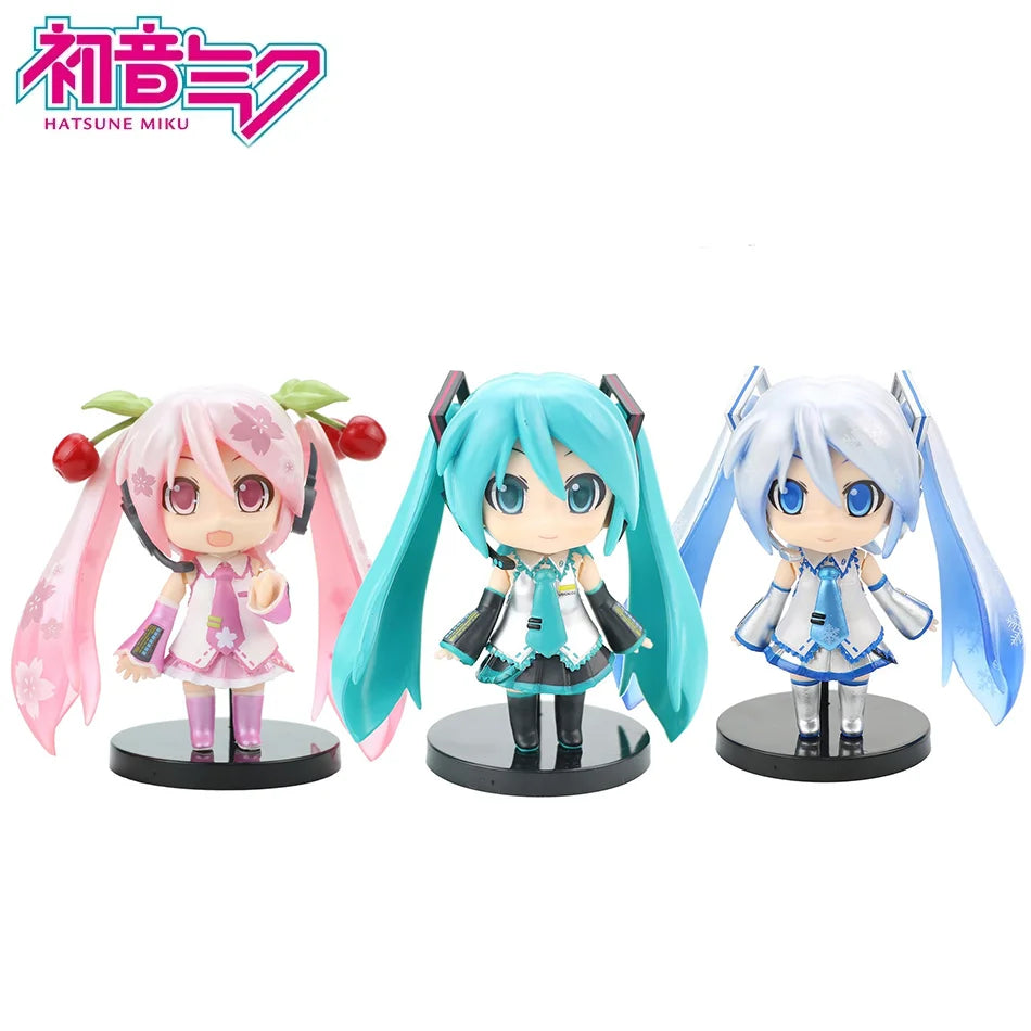 Hatsune Miku Figure Mini Character Ornaments Kawai Pink Green Hatsune Home desk Decoration