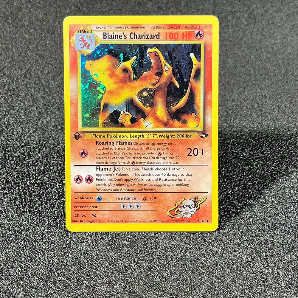 PKM Cards 1996 Years 1st Gym Set English Cards PTCG Charizard Blastoise Venusaur Game Anime Collection Cards Gift Toy Proxy Card
