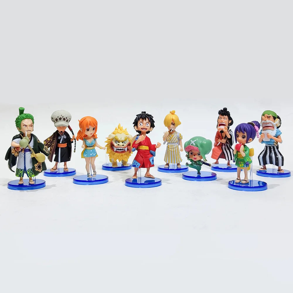 10Pcs/set One Piece Anime Figure Luffy Sanji Nami Zoro Chopper Frank Robin PVC Action Figure Model Children Dolls Gift Toys