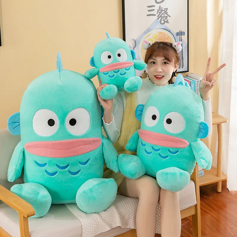 Sanrio Kawaii Hangyodon Plush Toy Cartoon Cute Plush Dolls Throw Pillow Birthday Gift for Kids Friends Halloween Decoration