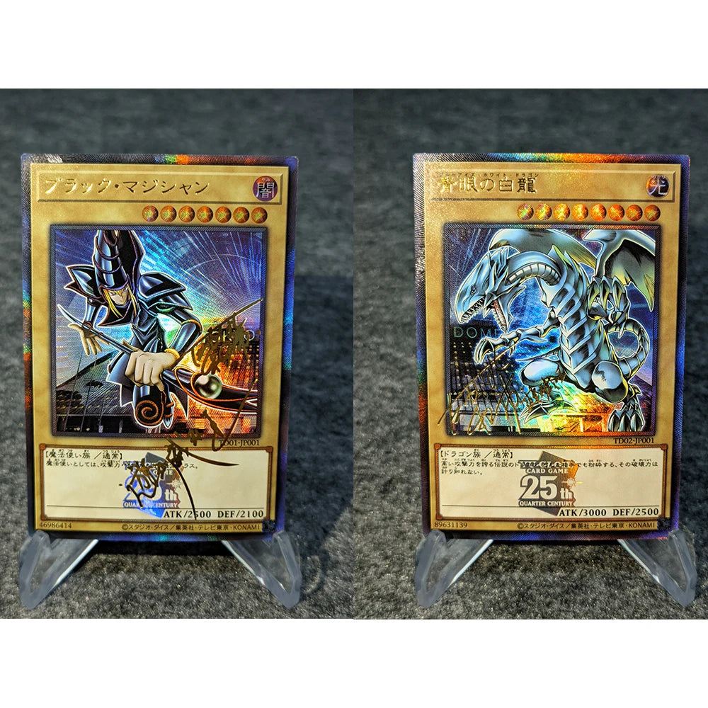 2Pcs/set Yu Gi Oh! Red Eyes Black Dragon Blue Eyes White Dragon Card Collection Signature Card Refractive Color Flash Bronzing