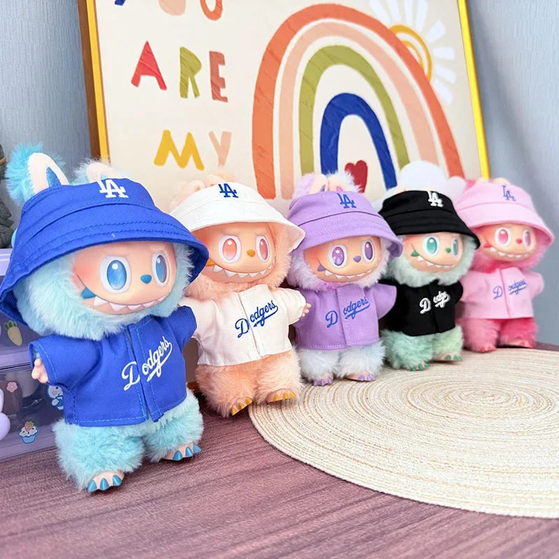 The first, second and third generations of Labubu clothes pendant Labubu sitting baby clothes LA baseball suit trend