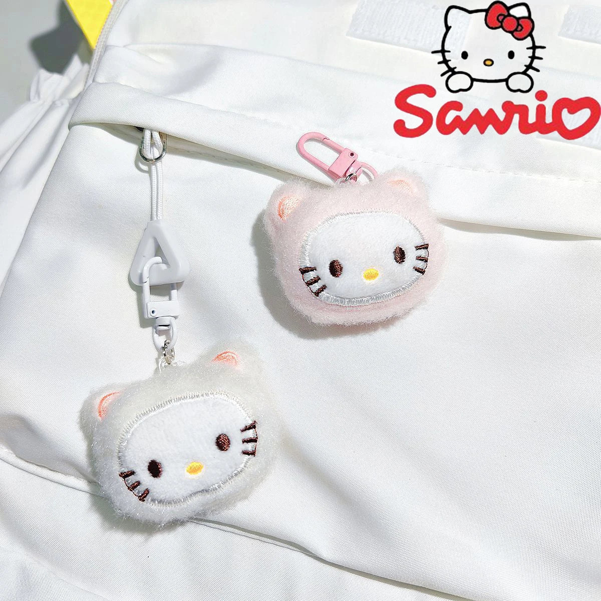 Sanrio Kawaii Hello Kitty Embroidered Plush Doll Keychain Sweet Girl Cute KTM Backpack Pendant Keyring Decoration Holiday Gifts