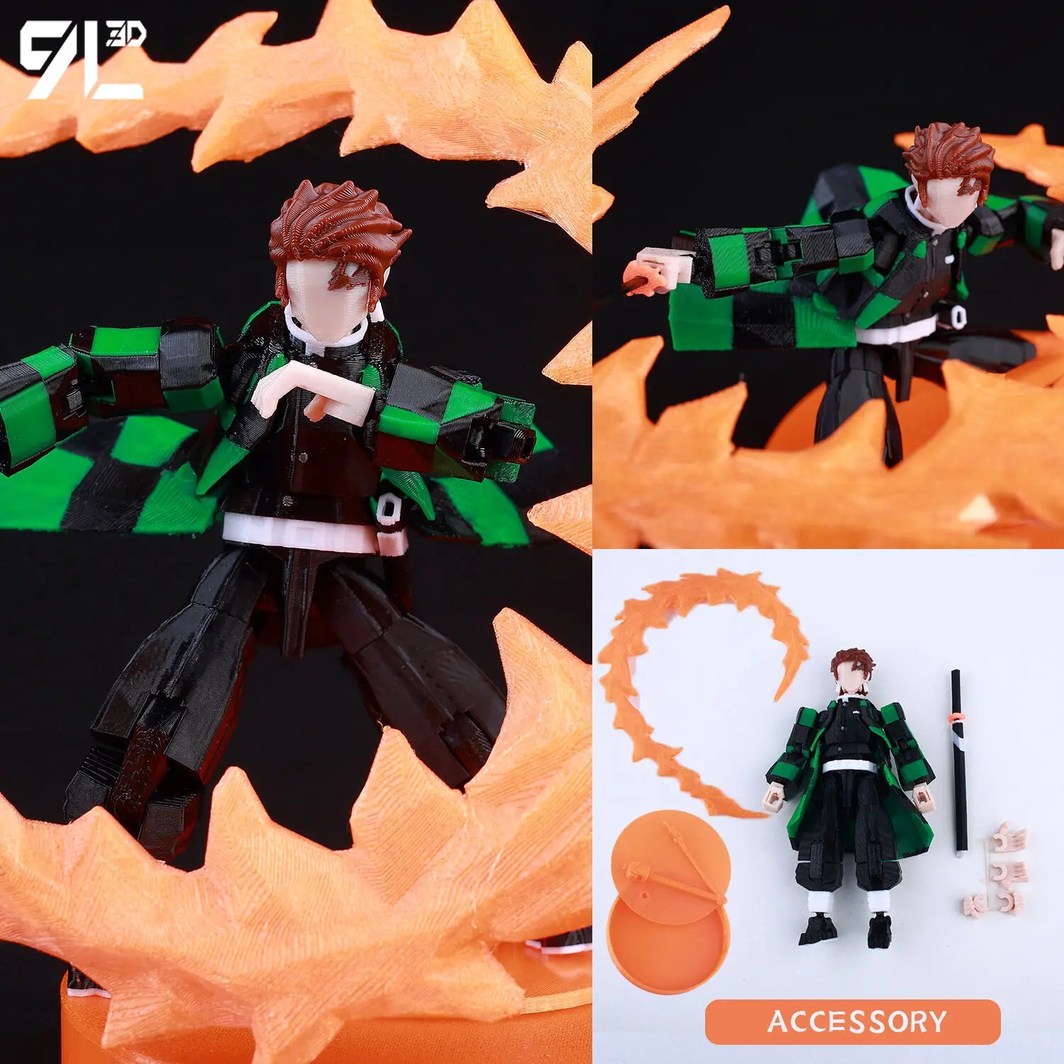 9L 3D Printed Demon Slayer Tanjiro Kamado Lucky Dummy 13 Movable Shapeshift Action Figures Mannequin Toys for Anime Fans
