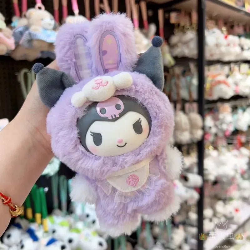 Sanrio Vinyl Doll Toys Elf Bunny Vinyl Hello Kitty Keychain Latte Kuromi Cinnamoroll Bag Pendant Girl Gift Hand-Made Ornaments ﻿