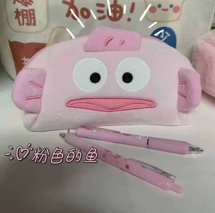 Anime Hangyodon Plush Pencil Case Cartoon Student Stationery Pouch Large Capacity Cosmetic Storage Bag for Kids Girl Gift