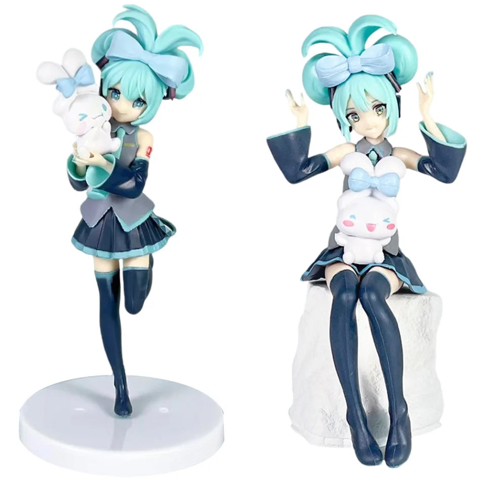 20CM Anime Hatsune Miku X Cinnamoroll Figure Anime Peripheral Collectible Models Decorative Decorations Children Kawaii Gift